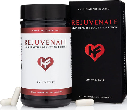 HealFast Rejuvenate - 4-in-1 VERISOL Collagen Capsules + Nicotinamide, Vitamins, Hyaluronic Acid, Biotin - Anti Aging Beauty and Skin Supplement Clinically-Studied and Physician Formulated - 150 Capsules