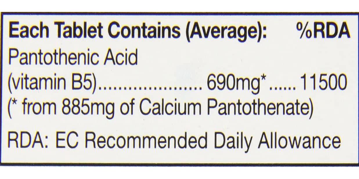 HealthAid Calcium Pantothenate (Vitamin B5) 690mg - Prolong Release - 30 Tablets