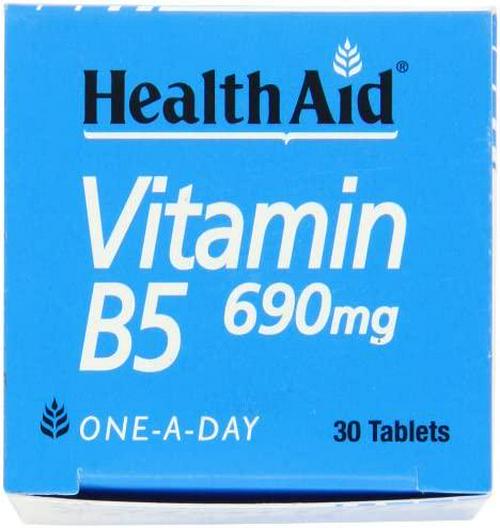 HealthAid Calcium Pantothenate (Vitamin B5) 690mg - Prolong Release - 30 Tablets