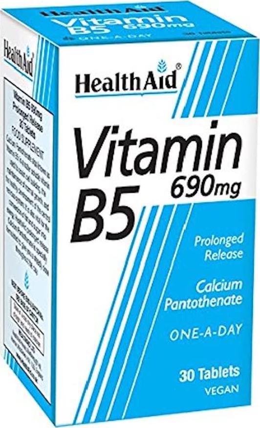 HealthAid Calcium Pantothenate (Vitamin B5) 690mg - Prolong Release - 30 Tablets