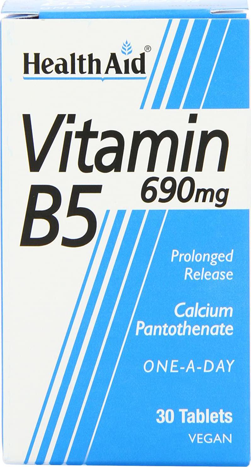 HealthAid Calcium Pantothenate (Vitamin B5) 690mg - Prolong Release - 30 Tablets