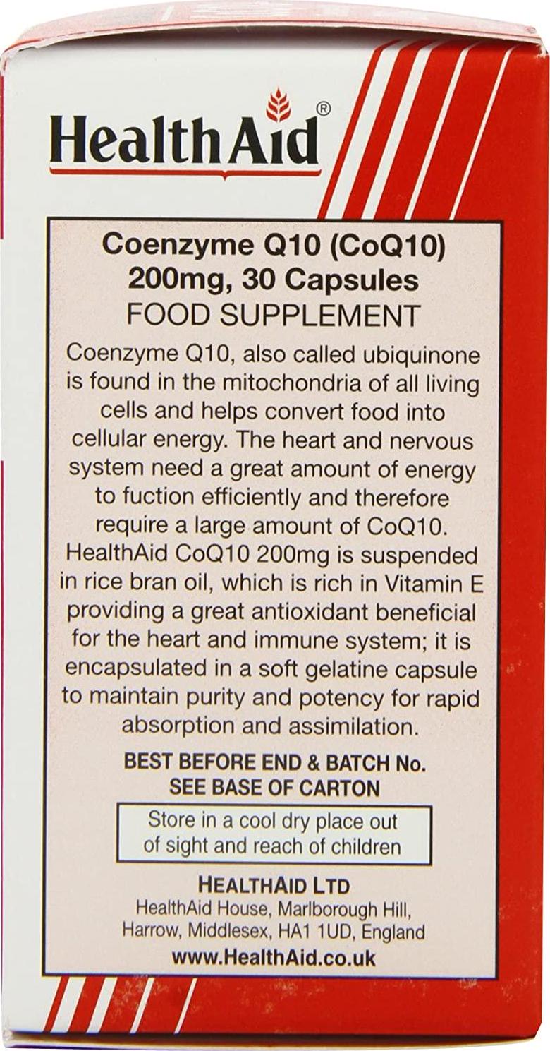 HealthAid CoQ-10 200mg - Coenzyme Q10 - 30 Capsules