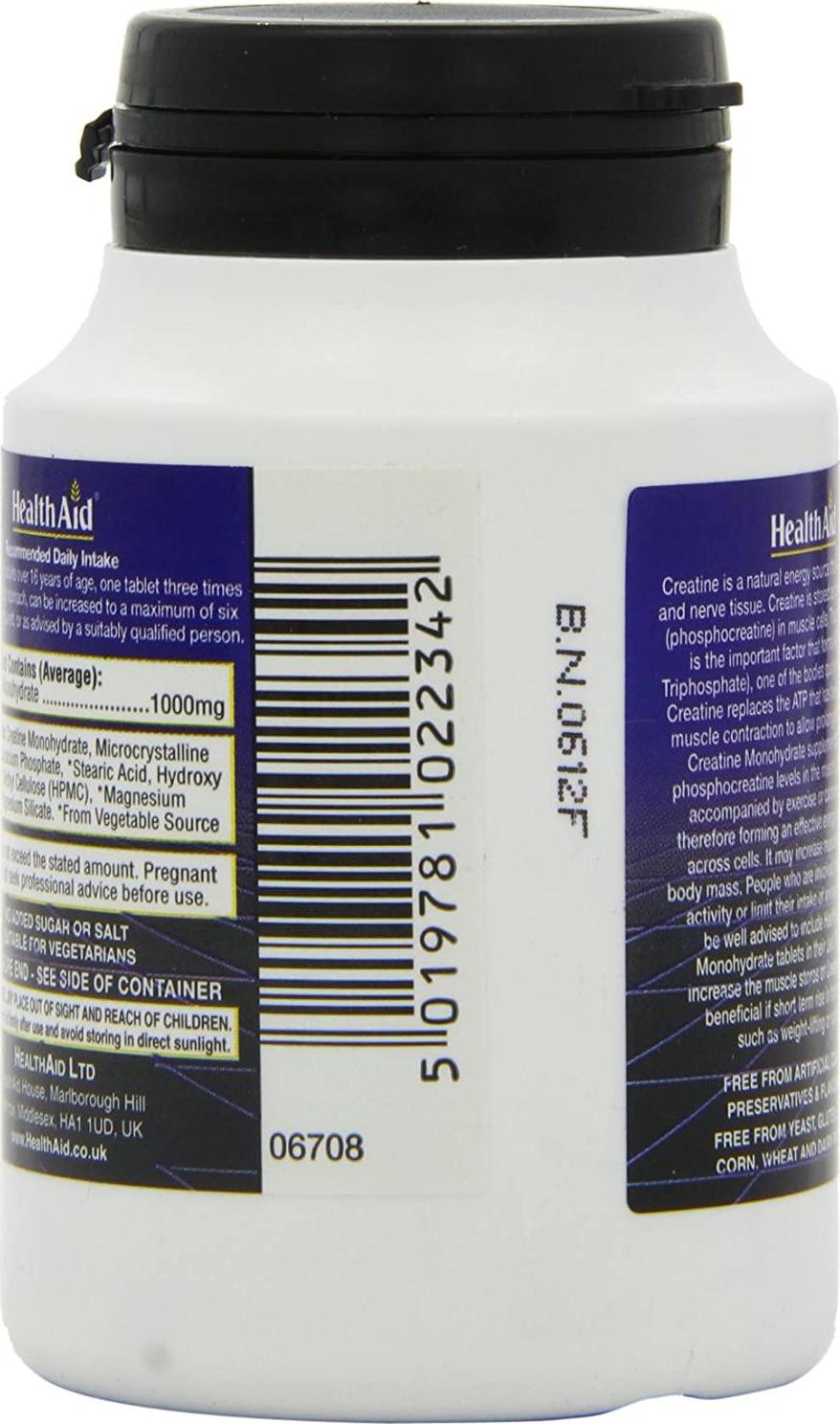 HealthAid Creatine Monohydrate 1000mg - 60 Tablets