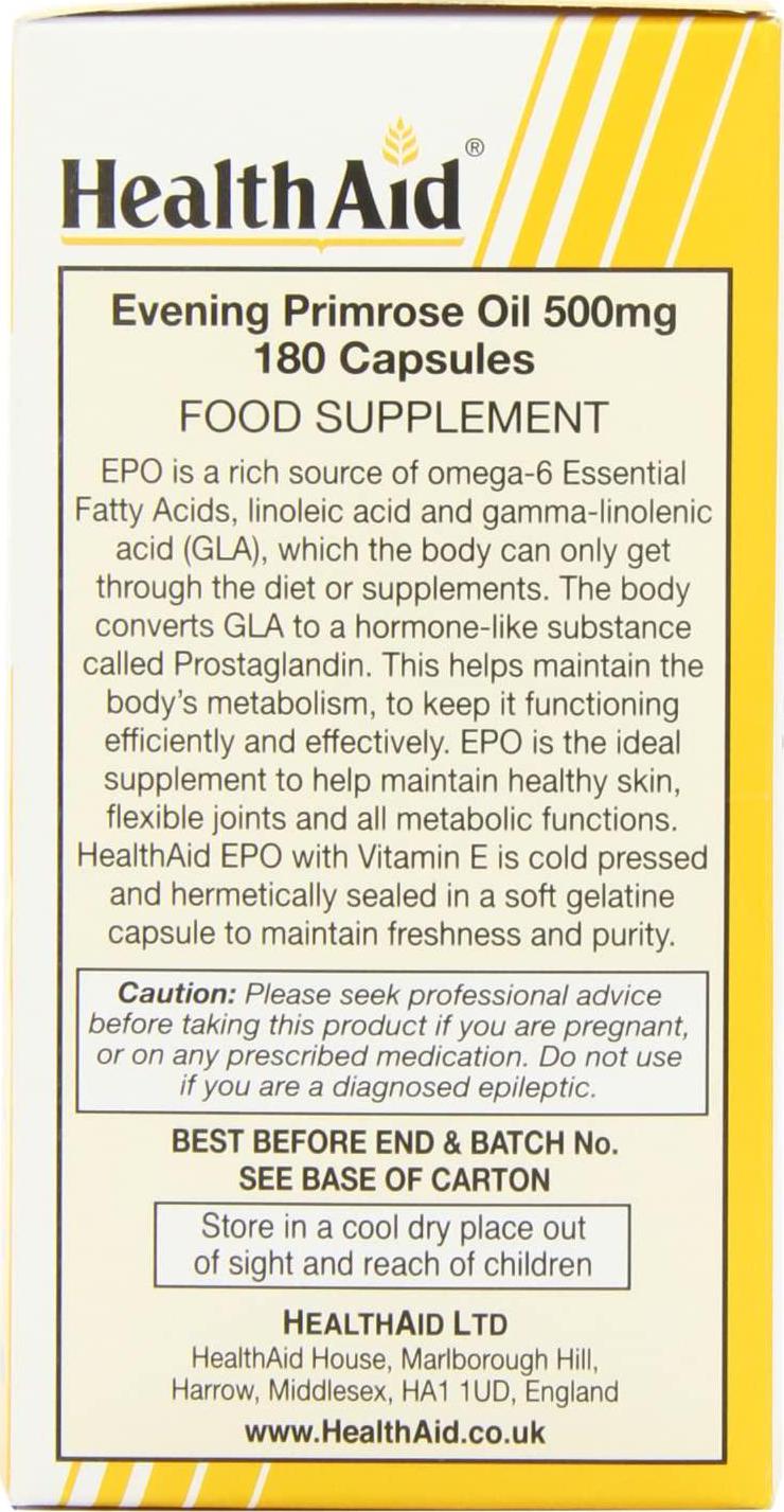 HealthAid Evening Primrose Oil 500 mg - 180 Capsules