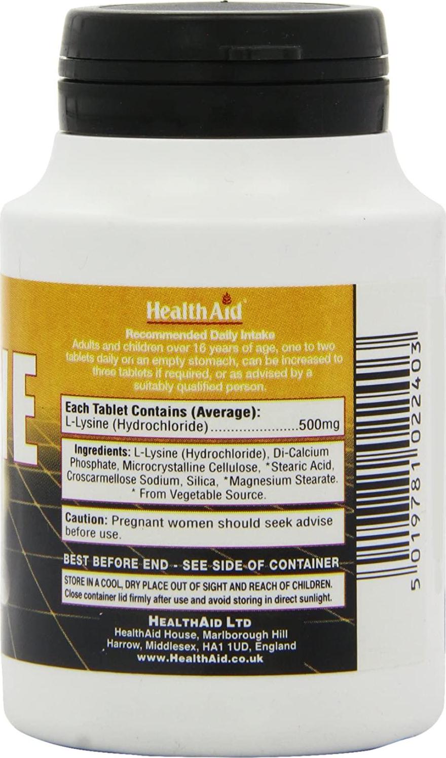 HealthAid L-Lysine HCI 500mg - 60 Tablets