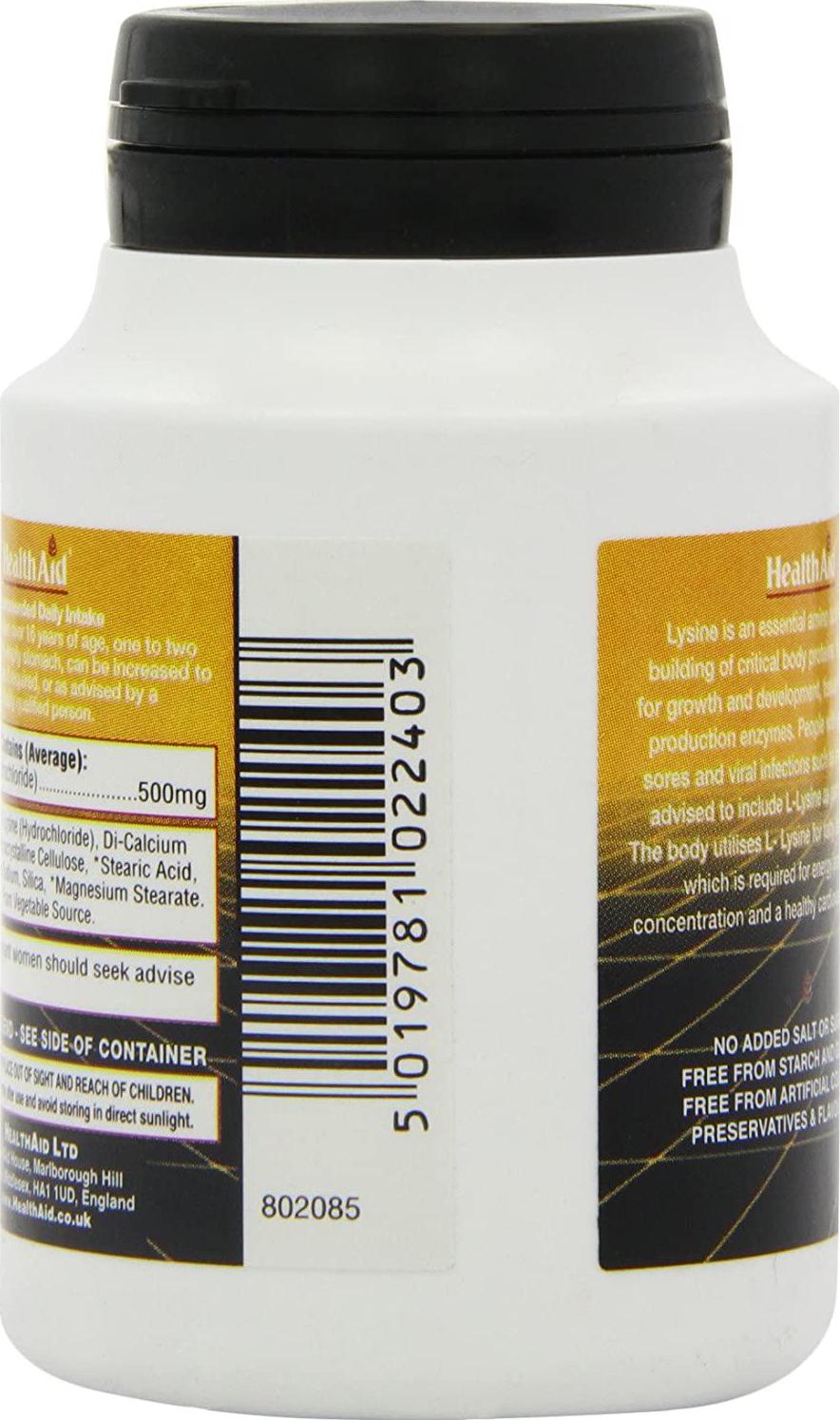 HealthAid L-Lysine HCI 500mg - 60 Tablets