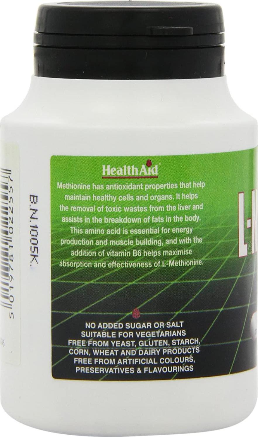 HealthAid L-Methionine 550mg - 60 Tablets