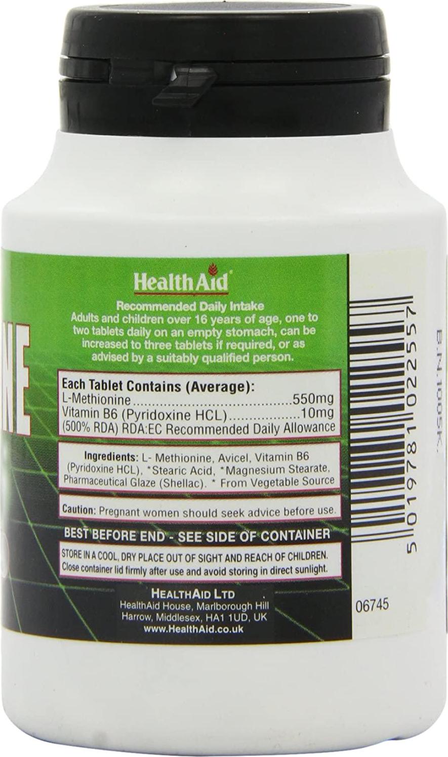 HealthAid L-Methionine 550mg - 60 Tablets