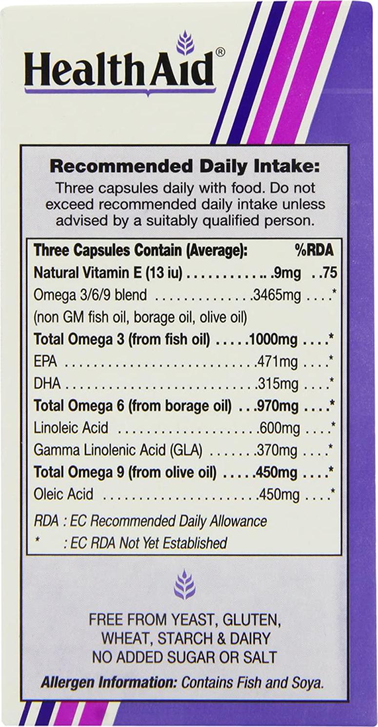 HealthAid Omega 3-6 - 9-60 Capsules