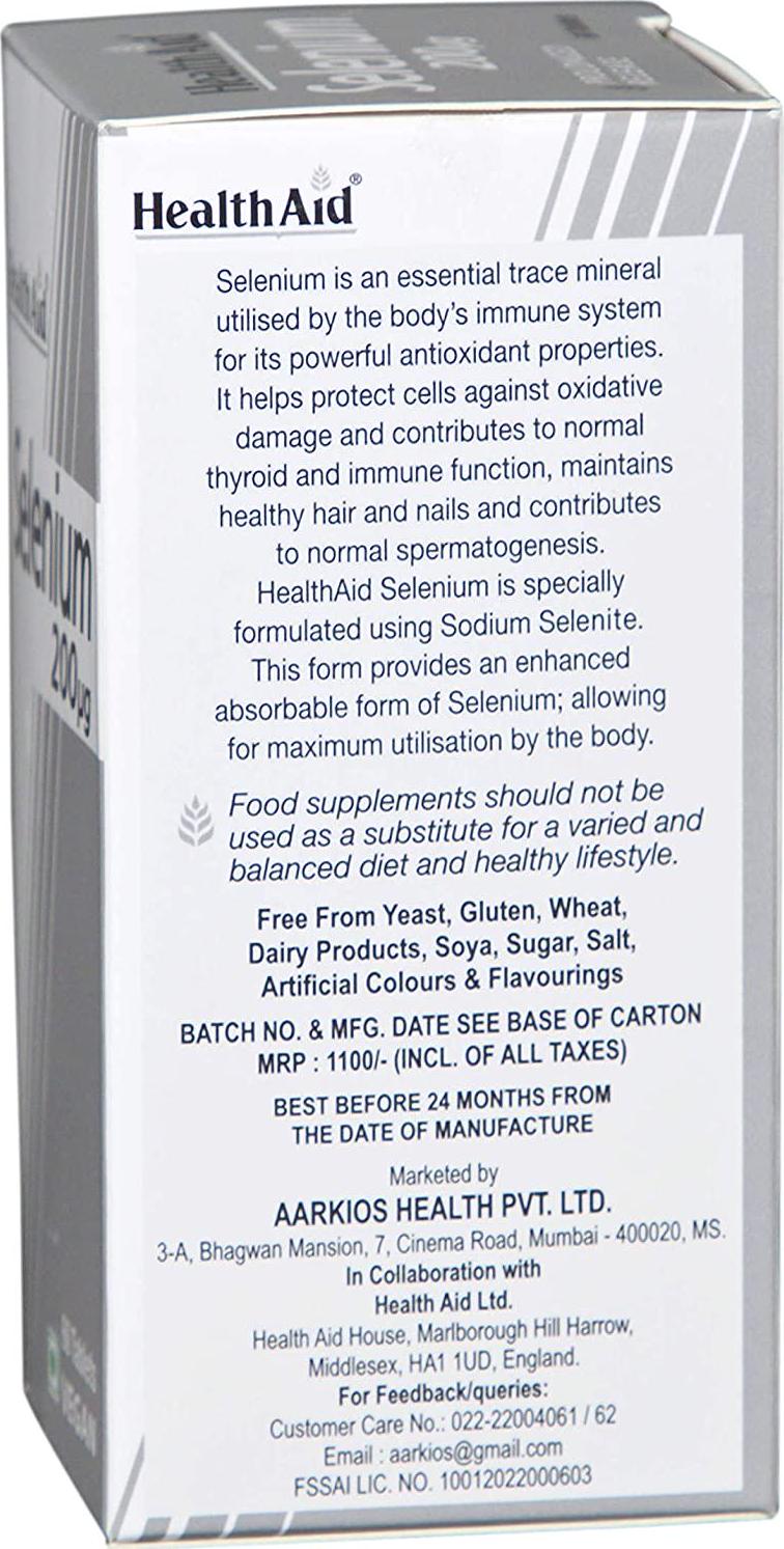 HealthAid Selenium 200ug - Prolong Release - 60 Vegan Tablets