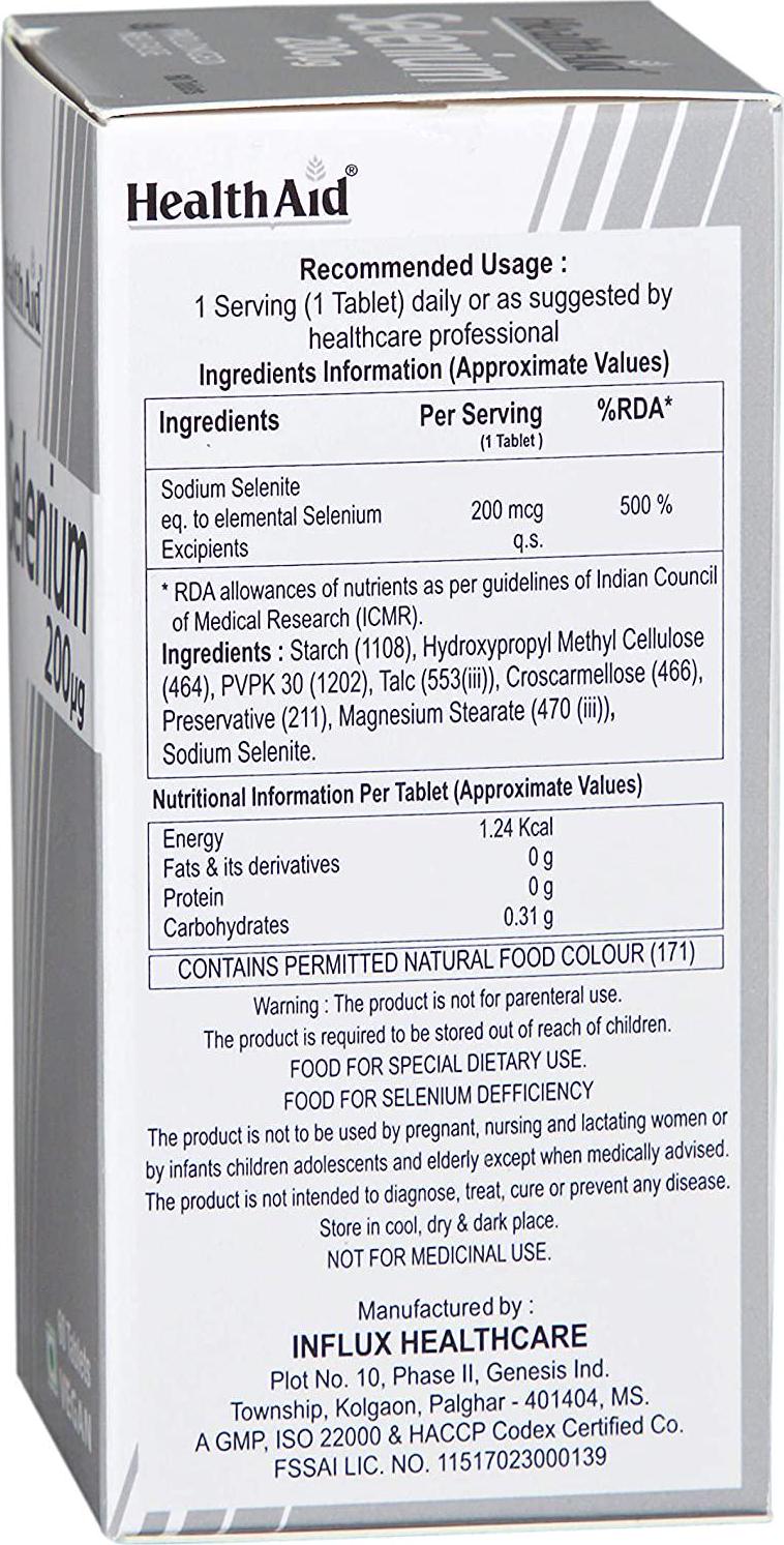 HealthAid Selenium 200ug - Prolong Release - 60 Vegan Tablets