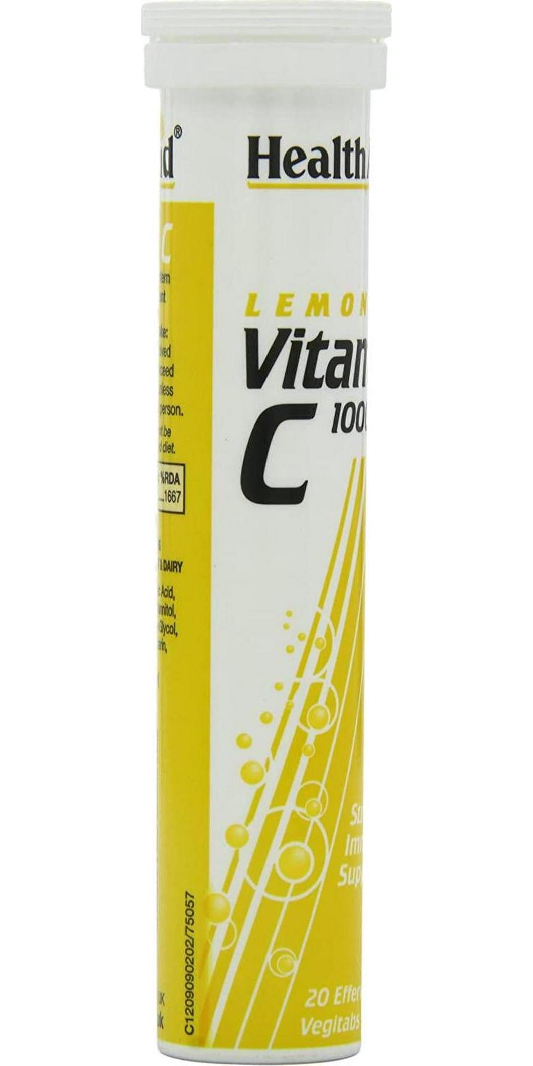 HealthAid Vitamin C 1000mg - Effervescent (Lemon Flavour) - 20 Tablets