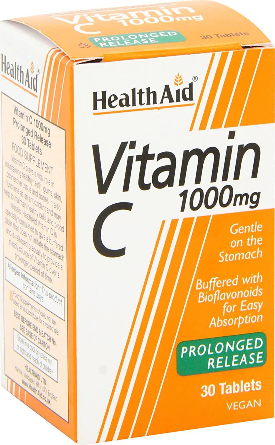 HealthAid Vitamin C 1000mg - Prolong Release - 30 Vegan Tablets