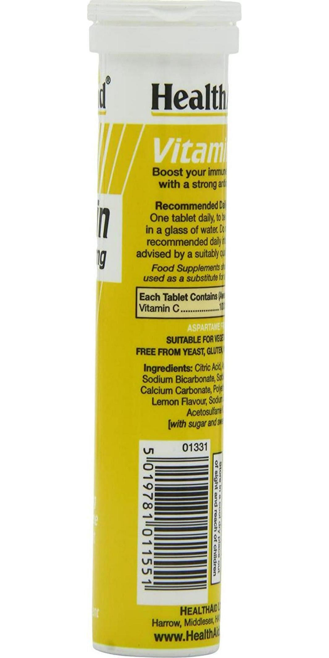 HealthAid Vitamin C 1000mg - Effervescent (Lemon Flavour) - 20 Tablets
