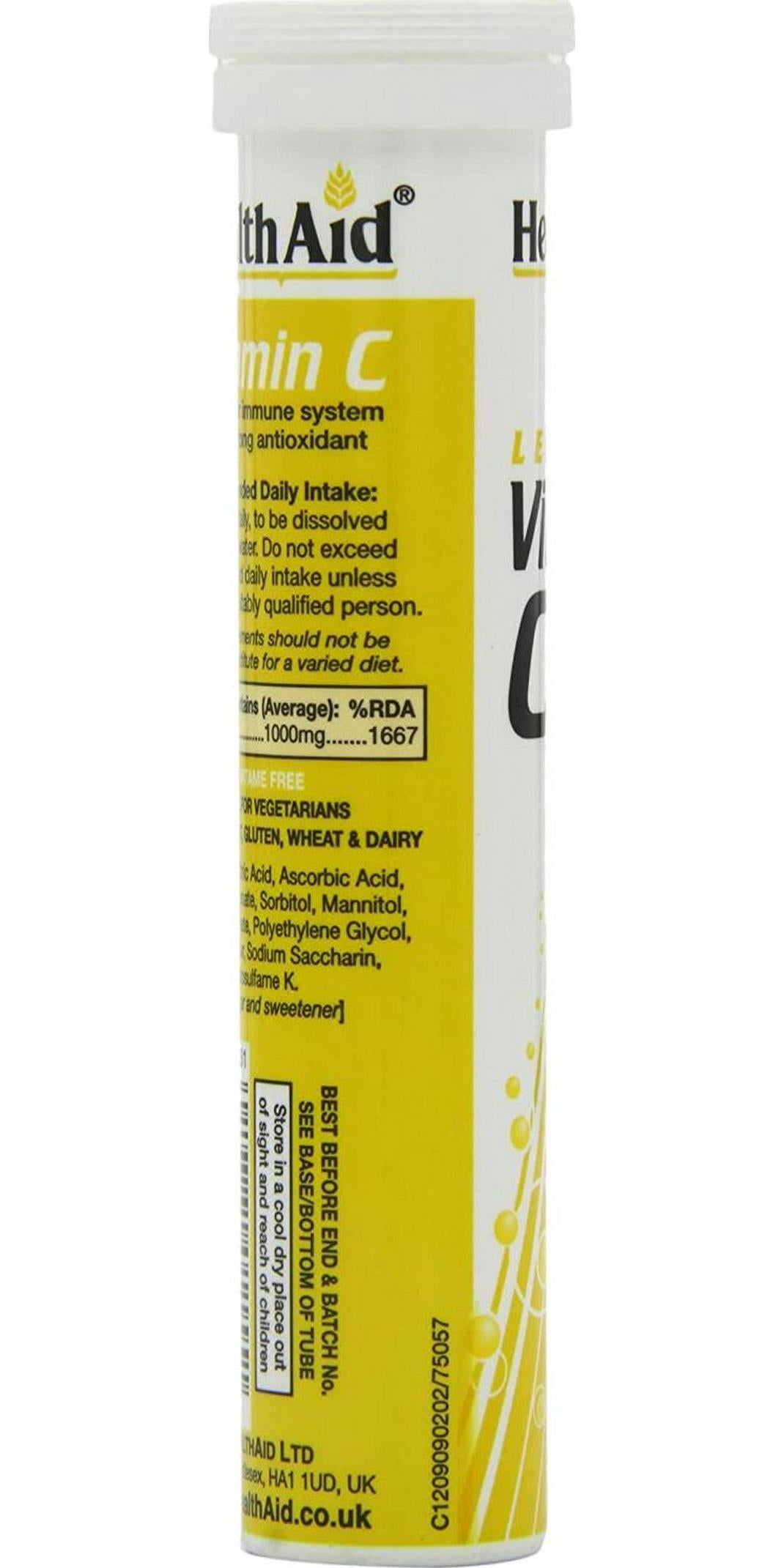 HealthAid Vitamin C 1000mg - Effervescent (Lemon Flavour) - 20 Tablets