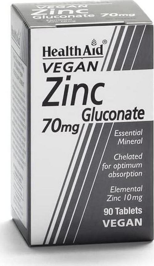 HealthAid Zinc Gluconate 70mg - 90 Vegan Tablets