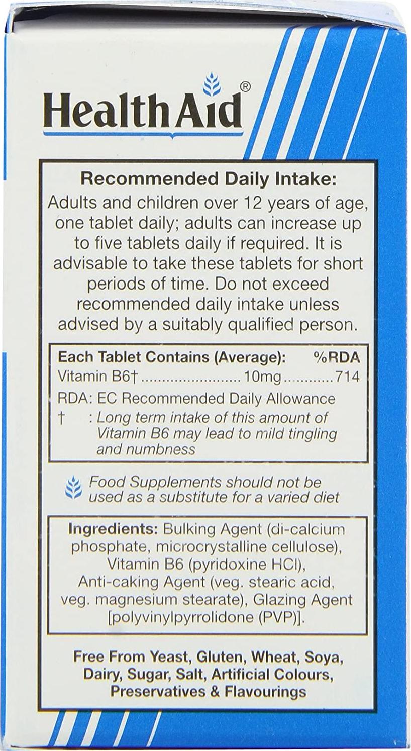 Health Aid Vitamin B6 (Pyridoxine HCl) 10mg 100 Tablets