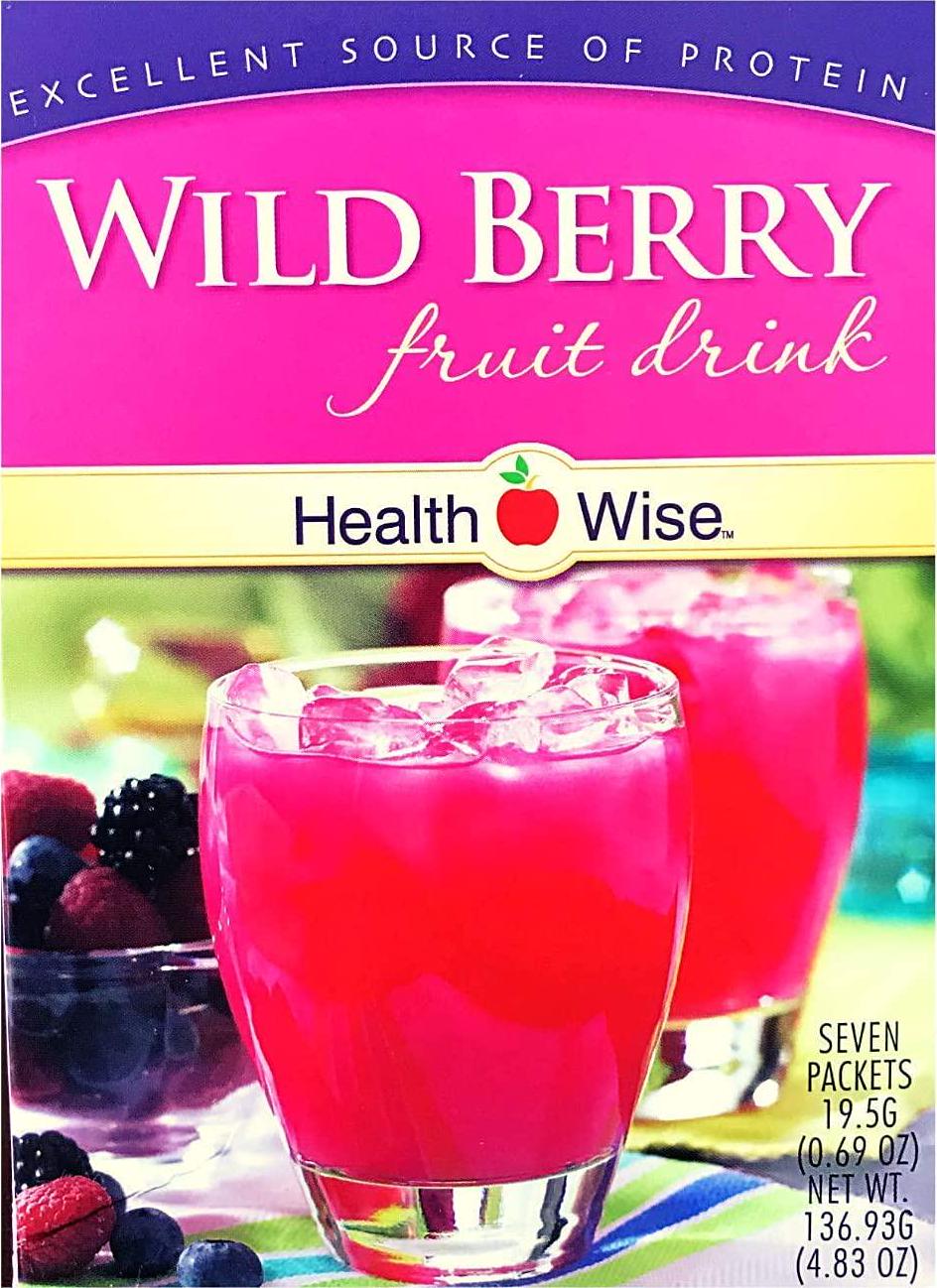 Healthwise - Wild berry Fruit Drink - For Weight Loss - Hunger Suppressant - 1 Gram of Carbohydrate - 70 Calories - 15 Grams of Protein - (7 Packets 0.69 OZ Packets Net 4.83 OZ) - By Fit Wise