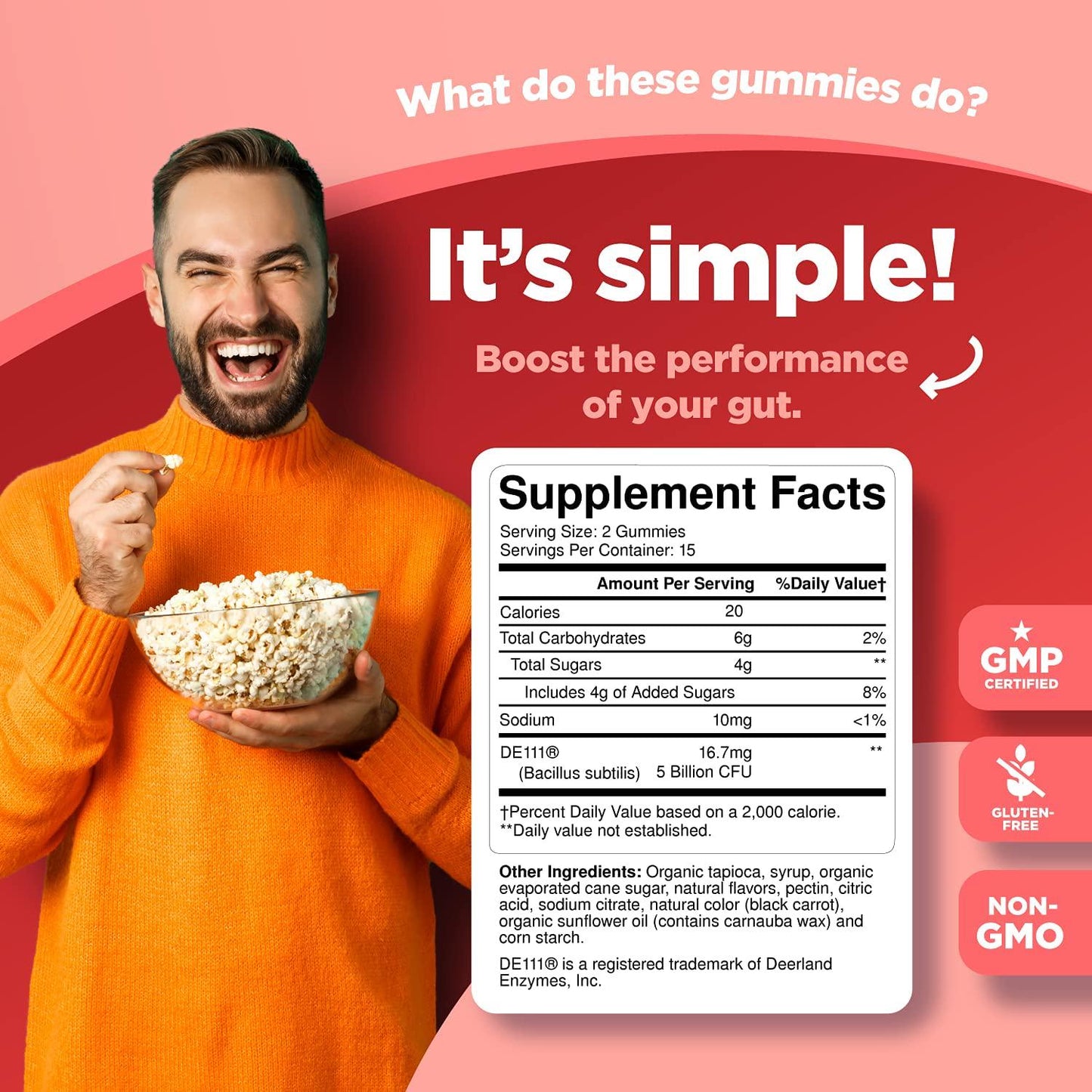 Healthy Gut Probiotic Gummies for Adults - Organic Probiotics for Gut Health Upset Stomach Relief and Immune Support - Digestive Health Chewable Probiotic Gummies for Women and Men - 5 Billion CFU