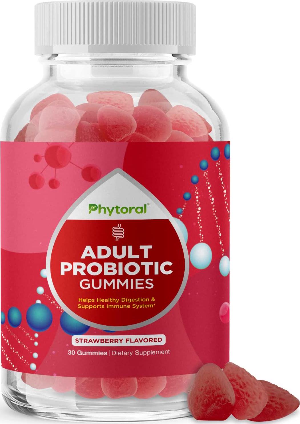 Healthy Gut Probiotic Gummies for Adults - Organic Probiotics for Gut Health Upset Stomach Relief and Immune Support - Digestive Health Chewable Probiotic Gummies for Women and Men - 5 Billion CFU