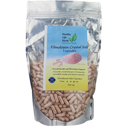 Healthy Life Herbs Pink Himalayan Salt Capsules 540 Caps (850 Milligram) Blood / Heart Support Energy - Extra Pure - 84 Minerals