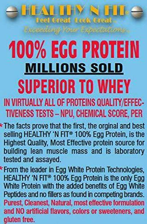 Healthy N Fit 100% Egg Protein- Vanilla (4lb): 100% Egg White Protein Plus Natural Peptides.-Naturally Sweetened, Pure, Keto, Paleo Friendly