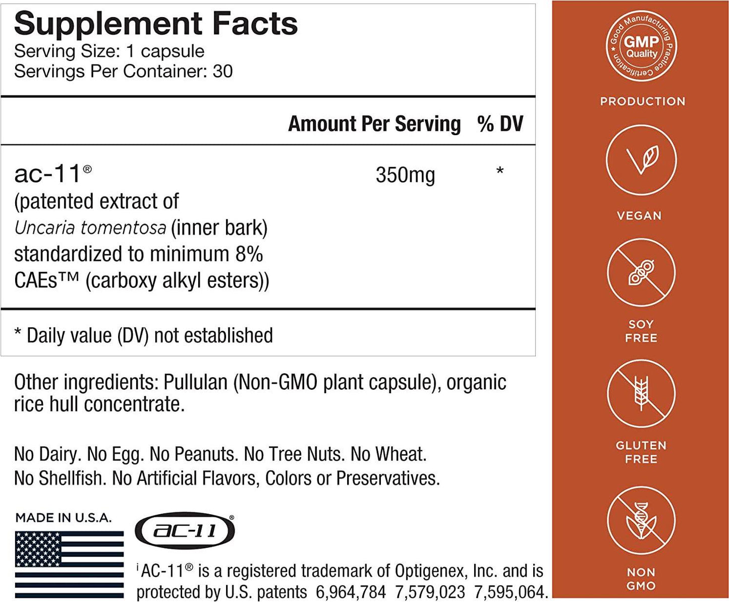 Healthycell AC-11 Supplement - DNA Repair Extract from Uncaria tomentosa Cat's Claw - Supplement for Anti Aging - Stem Cell Support - Immune Boosting - 350mg Natural Capsules (30 Pack Supply)