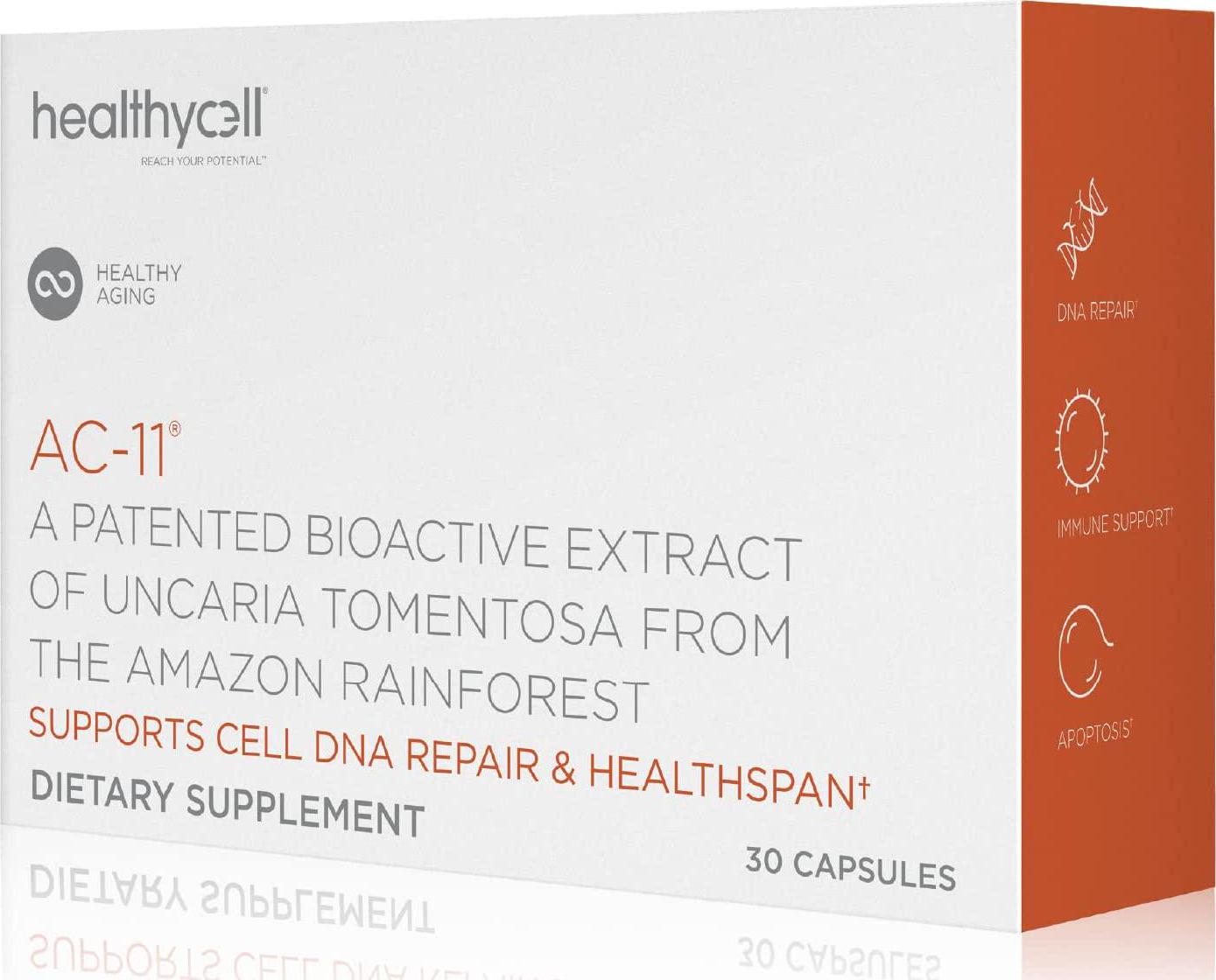 Healthycell AC-11 Supplement - DNA Repair Extract from Uncaria tomentosa Cat's Claw - Supplement for Anti Aging - Stem Cell Support - Immune Boosting - 350mg Natural Capsules (30 Pack Supply)