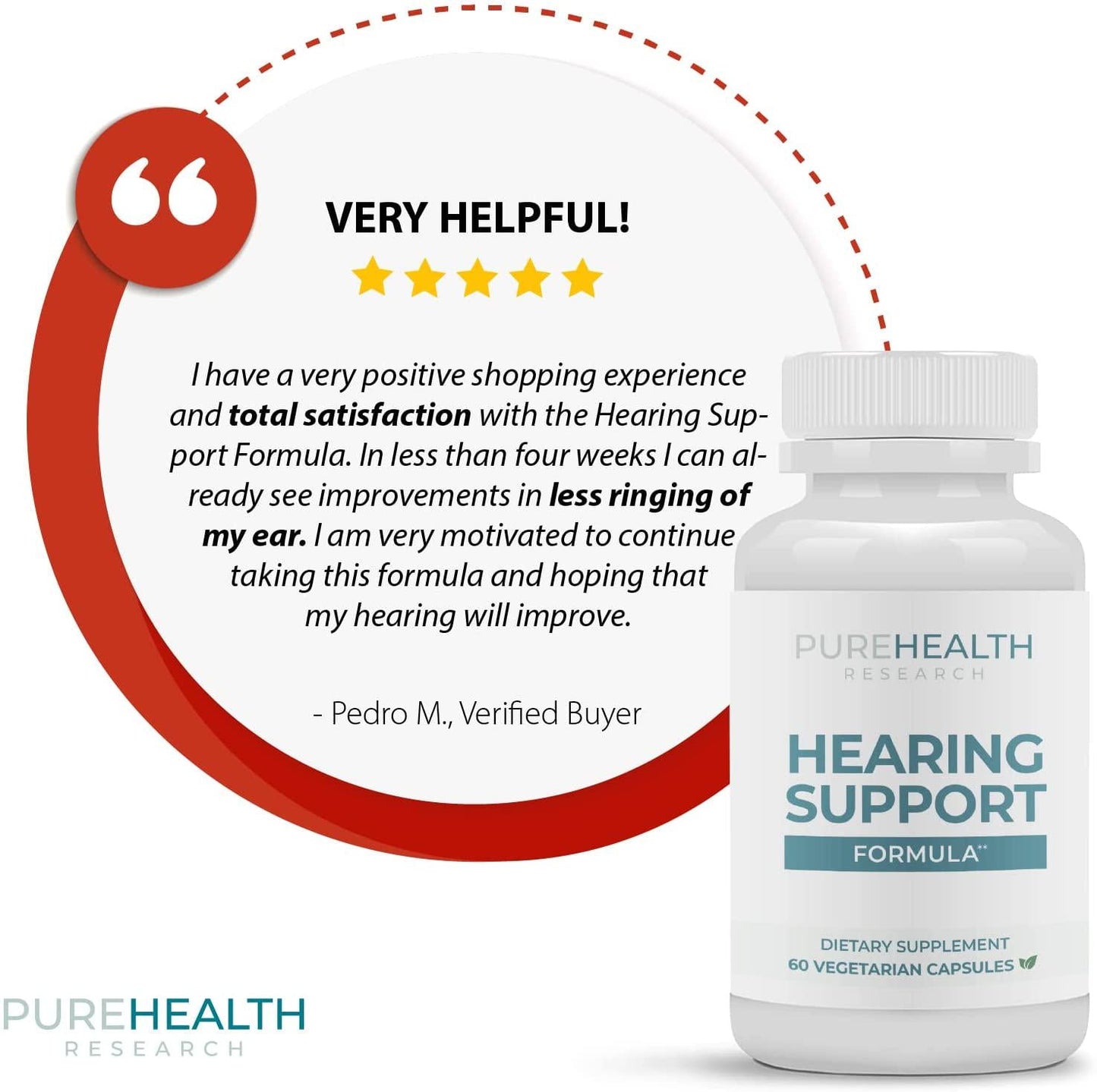 Hearing Support by PureHealth Research Ð Supports Healthy Middle and Inner Ear Structures, Including Cilia, Nerves, Hormone Levels and Blood Supply, 6 Bottles