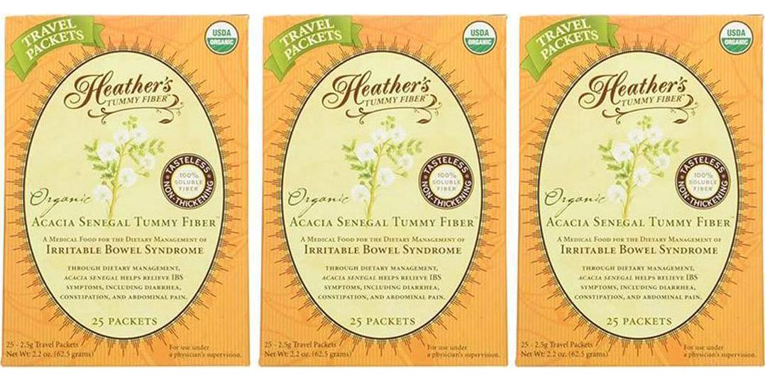 Heather's Tummy Fiber Organic Acacia Senegal Powder Travel Packets (3 Boxes) for IBS