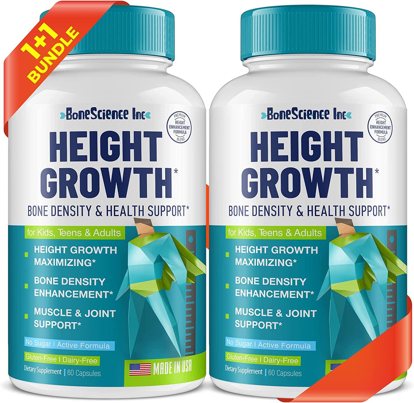 Height Growth Maximizer - Natural Peak Height - Made in USA - Height Pills Bone Growth - Grow Taller Supplement for Adults and Kids - Height Increase Pills - Maximum Height Growth Formula (Pack of 2)