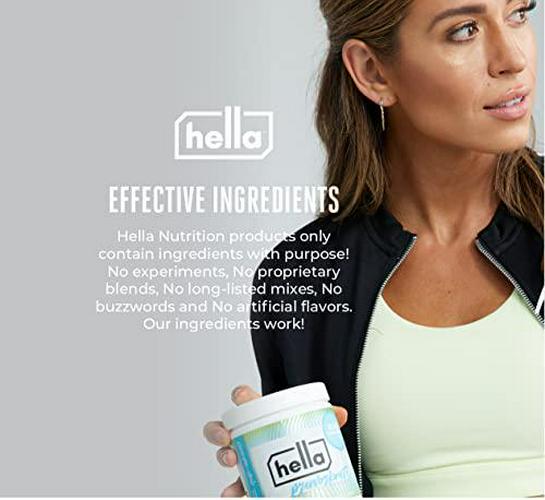 Hella Pre Workout Powder for Men and Women for Energy, Focus, and Endurance with Beta Alanine, Sugar Free 200mg Caffeine from Green Tea, Green Coffee Bean, Citrulline, Blue Tangerine Flavor, 30 Servings