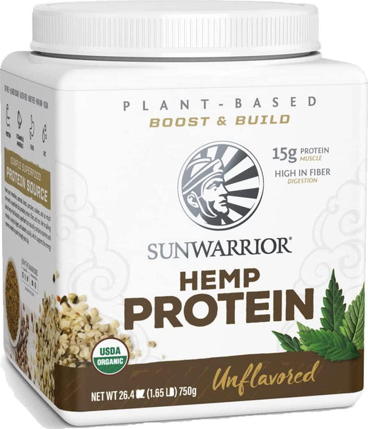Hemp Protein Powder | Plant Based Protein Powder Organic Unsweetened Gluten Free Vegan Protein with BCAA's plus Fiber Healthy Fats Antioxidants and Minerals Free of Soy GMOs and Sugar Free by Sunwarrior