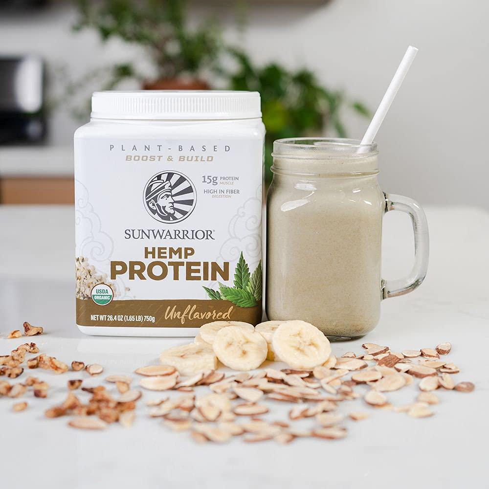 Hemp Protein Powder | Plant Based Protein Powder Organic Unsweetened Gluten Free Vegan Protein with BCAA's plus Fiber Healthy Fats Antioxidants and Minerals Free of Soy GMOs and Sugar Free by Sunwarrior