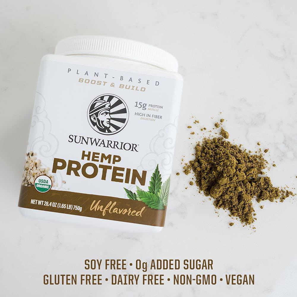 Hemp Protein Powder | Plant Based Protein Powder Organic Unsweetened Gluten Free Vegan Protein with BCAA's plus Fiber Healthy Fats Antioxidants and Minerals Free of Soy GMOs and Sugar Free by Sunwarrior