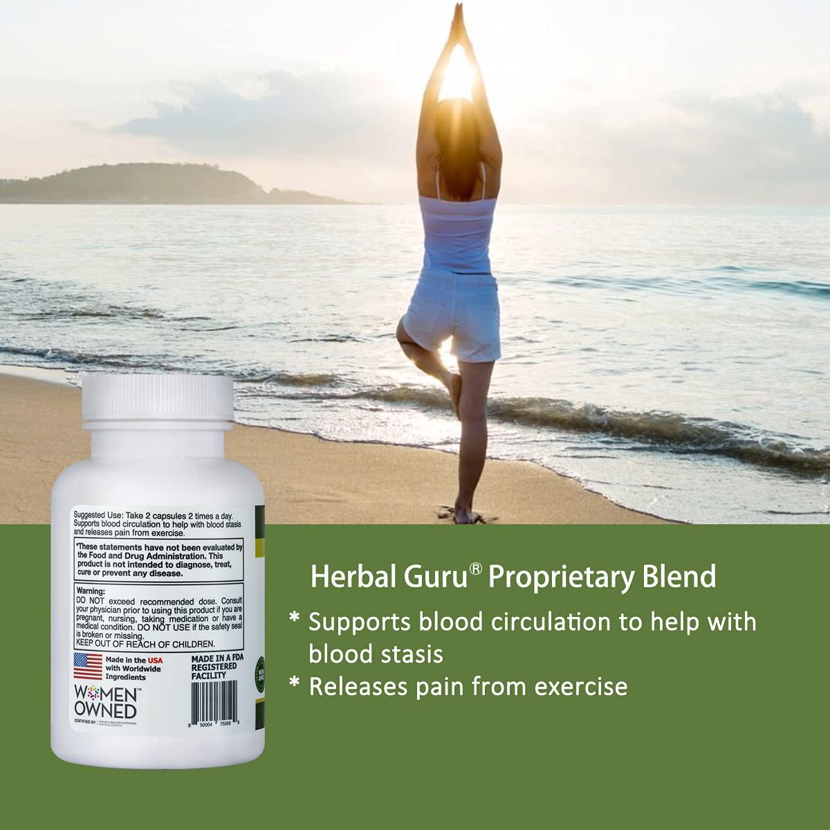 Herb Guru Inner Healing Herbal Supplement | Aids Blood Circulation and Helps Relieve Exercise Pain | Can Maintain Healthy Blood Pressure Levels and Muscles Soreness | All Natural | 60 Capsules