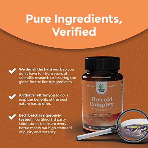 Herbal Adrenal and Thyroid Support Complex - Iodine Thyroid Supplement with L Tyrosine Bladderwrack Kelp Selenium and Ashwagandha - Mood Enhancer Energy Supplement for Thyroid Health - 120 Capsules