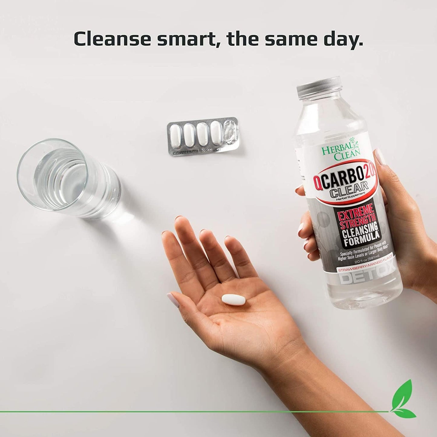 Herbal Clean Same-Day Premium Detox Drink, Cran-Raspberry Flavor, 20 Fl Oz, and Tablets, 5 Count