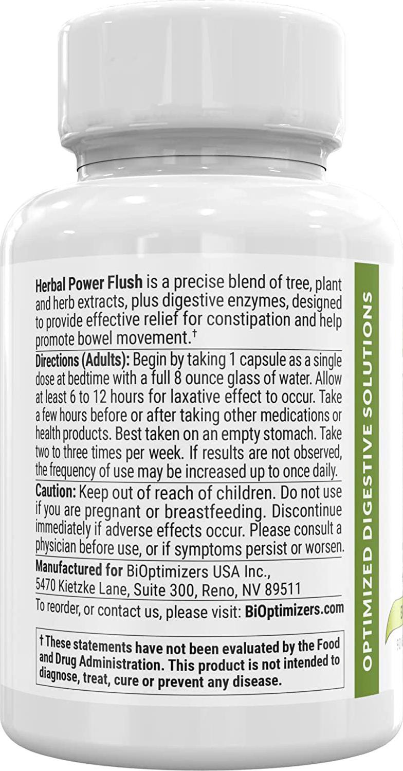 Herbal Power Flush - Extra Strength Digestive Cleanse - Eliminate Toxins - Improve Digestion - 90 Capsules
