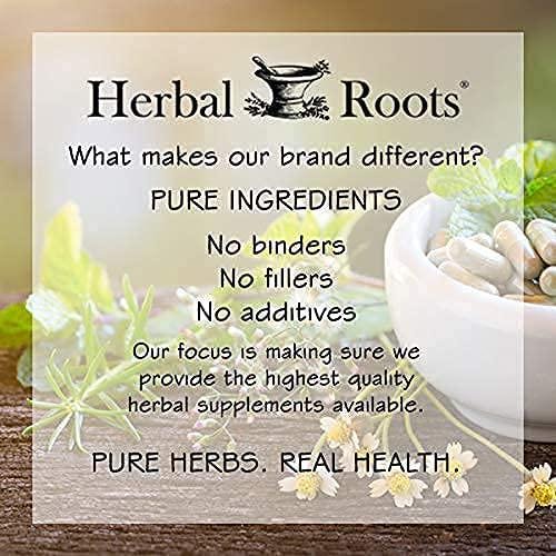 Herbal Roots - Panax Ginseng - Extra Strength 1000mg Supplement - Organic Korean Ginseng Root Powder - 60 Vegan Capsules - High Ginsenosides for Energy, Focus and Performance for Men and Women