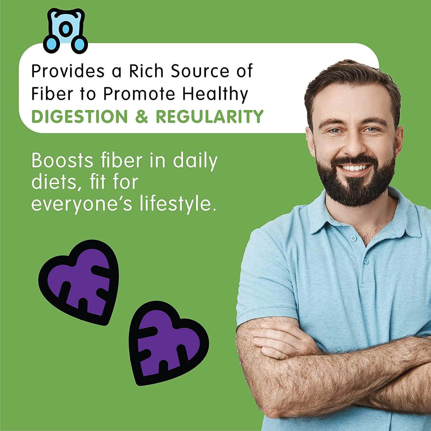 Herbaland Vegan Fruit, Veg, and Fiber Gummies for Adults - Sugar-Free Gut Health Supplements, Organic, Natural Dietary Vitamins, Healthy Digestive System - 8.4 grams, Black Currant Flavor, 60 Count