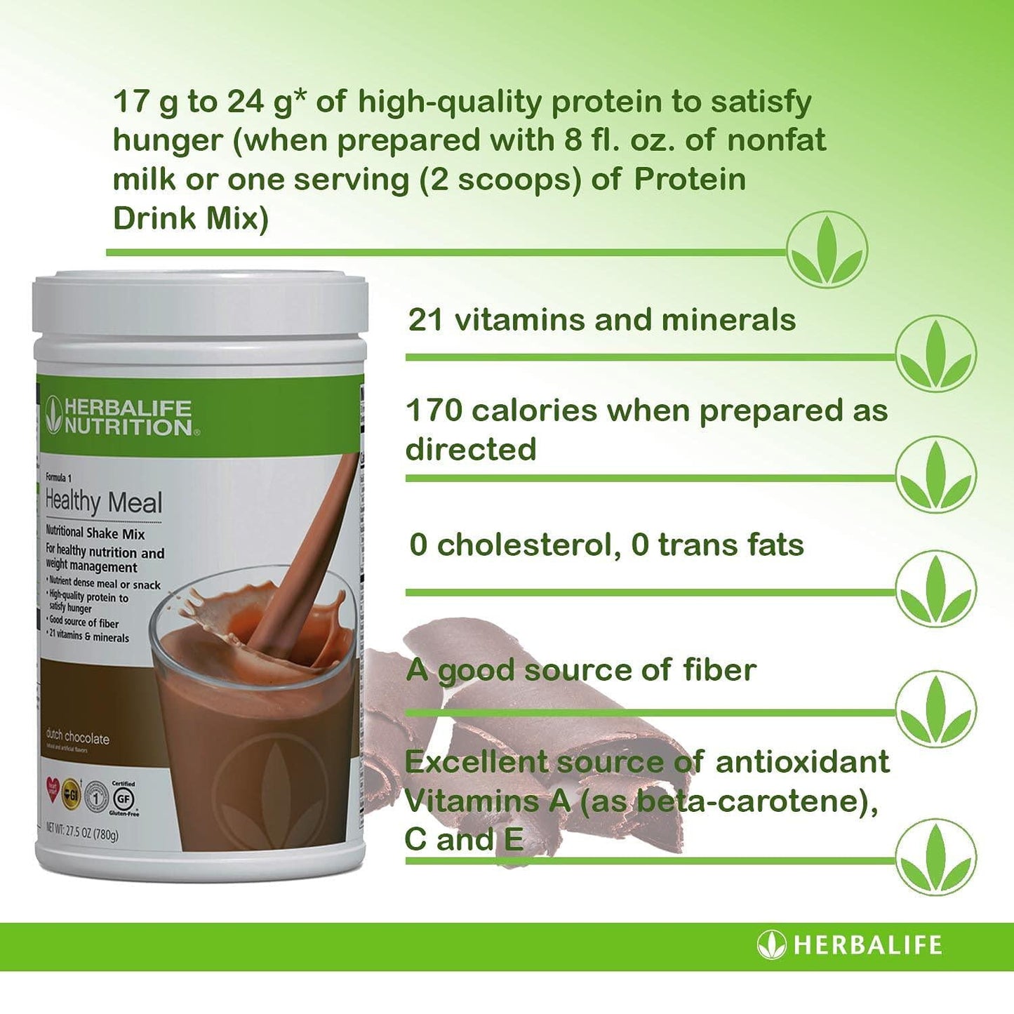 Herbalife FORMULA 1 Healthy Nutritional Shake Mix (Dutch Chocolate 780g) and ACTIVE FIBER COMPLEX 210g Combo with HERBAL ALOE CONCENTRATE PINT 473ml-PERSONALIZED PROTEIN POWDER 360g