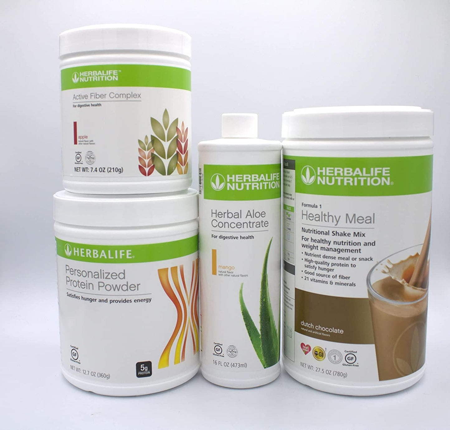 Herbalife FORMULA 1 Healthy Nutritional Shake Mix (Dutch Chocolate 780g) and ACTIVE FIBER COMPLEX 210g Combo with HERBAL ALOE CONCENTRATE PINT 473ml-PERSONALIZED PROTEIN POWDER 360g