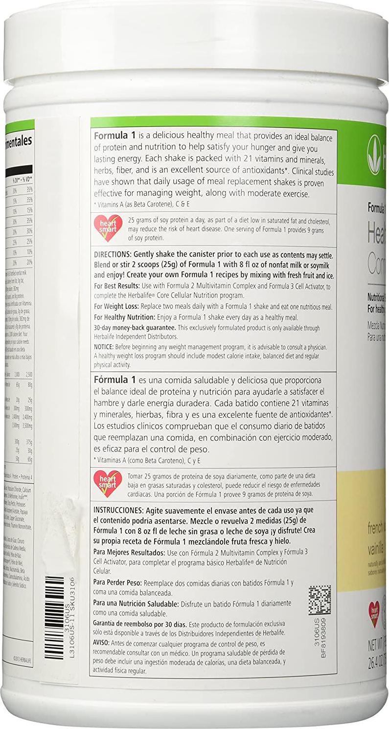 Herbalife Formula 1 Nutritional Shake Mix, French Vanilla, 750 Gram