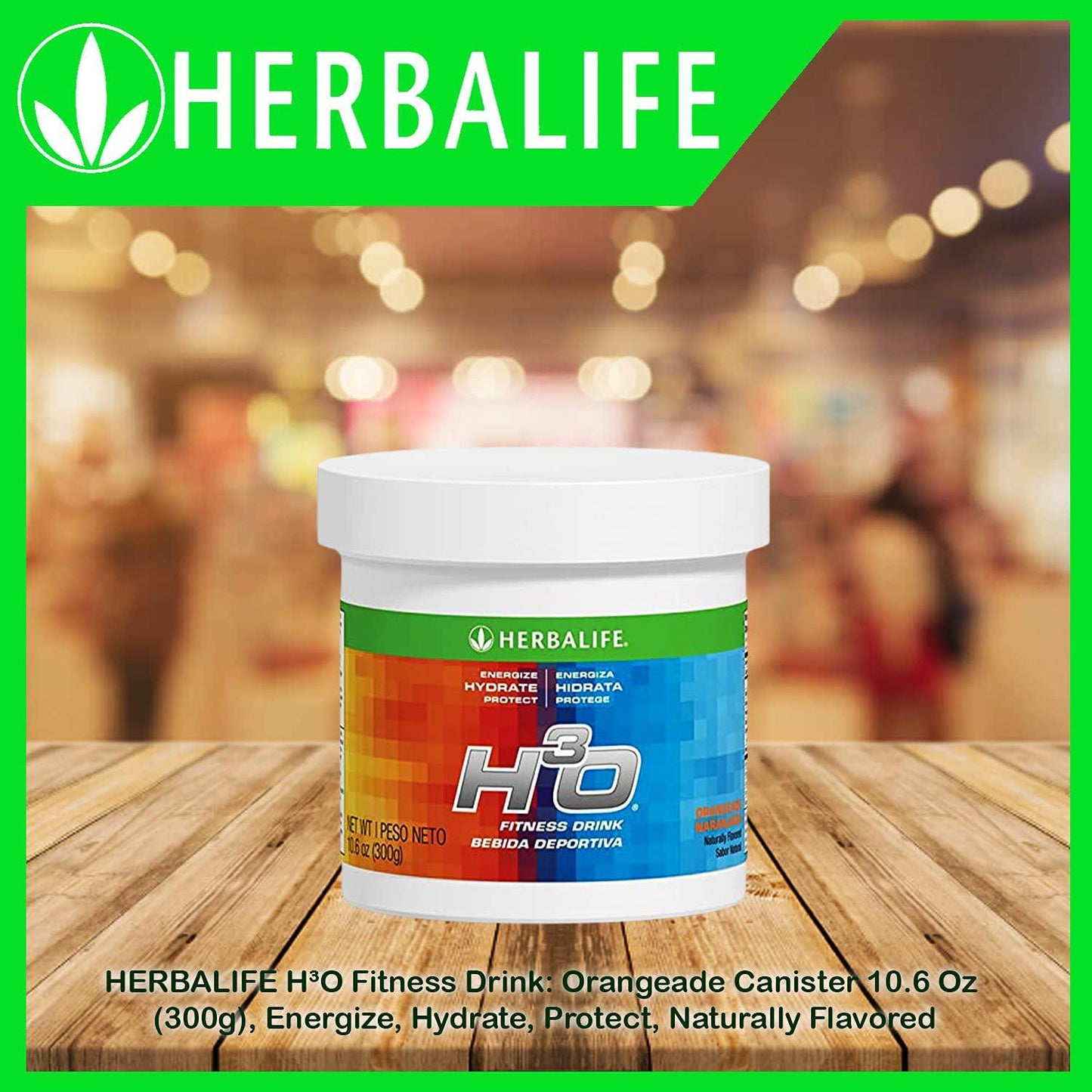 Herbalife H³O Fitness Drink: Orangeade Canister 10.6 Oz (300g), Carbohydrate blend for immediate energy, Energize, Hydrate, Protect, Naturally Flavored