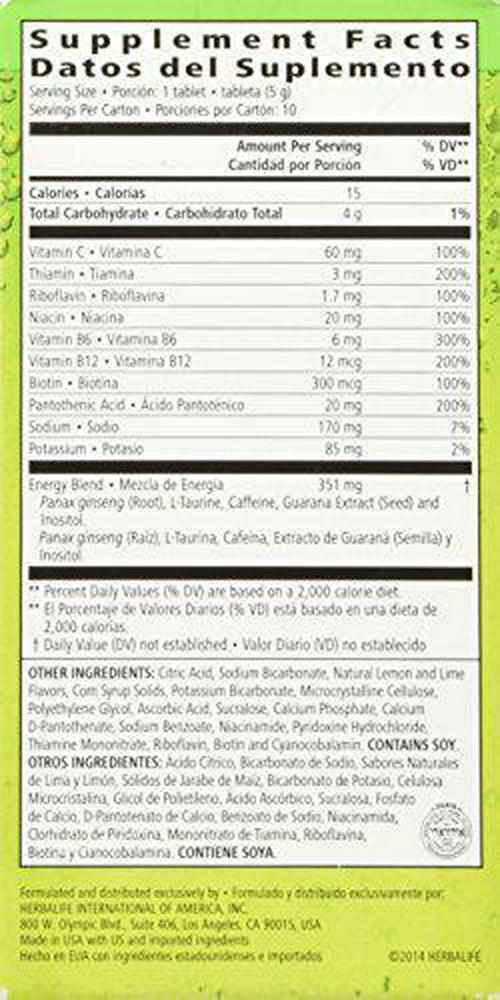 Herbalife Liftoff Lemon-Lime Blast Kosher (Box of 10 Tablets)