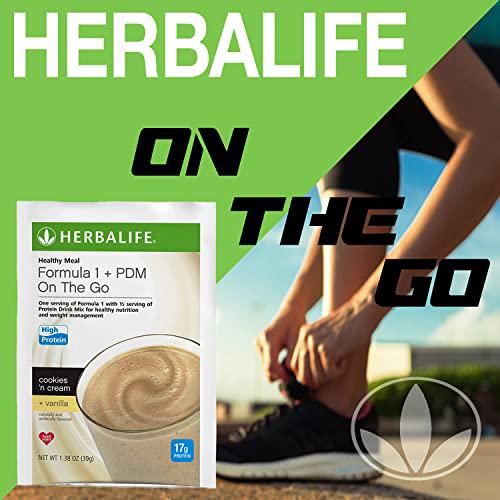 Herbalife Trial Pack: Formula 1+PDM On The Go Protein for Energy and Nutrition, Sustain Satisfy Hunger, Increases Alertness, Excellent Source of Fiber with Herbal Tea Concentrate, Pack 8