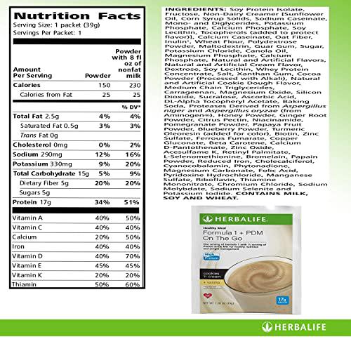 Herbalife Trial Pack: Formula 1+PDM On The Go Protein for Energy and Nutrition, Sustain Satisfy Hunger, Increases Alertness, Excellent Source of Fiber with Herbal Tea Concentrate, Pack 8
