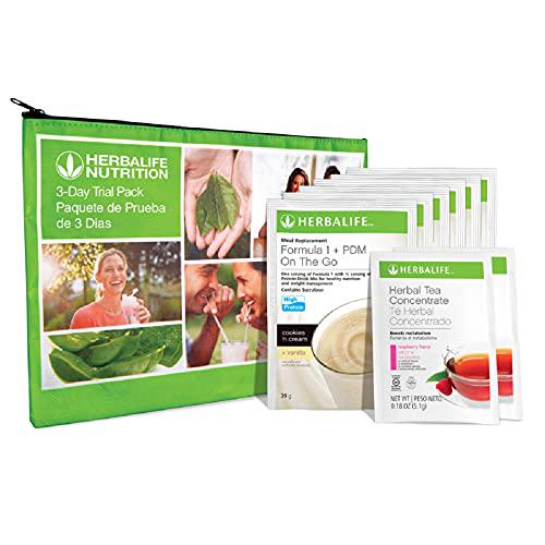 Herbalife Trial Pack: Formula 1+PDM On The Go Protein for Energy and Nutrition, Sustain Satisfy Hunger, Increases Alertness, Excellent Source of Fiber with Herbal Tea Concentrate, Pack 8
