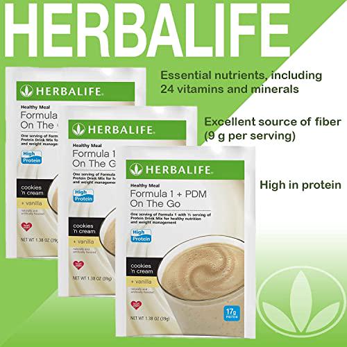 Herbalife Trial Pack: Formula 1+PDM On The Go Protein for Energy and Nutrition, Sustain Satisfy Hunger, Increases Alertness, Excellent Source of Fiber with Herbal Tea Concentrate, Pack 8